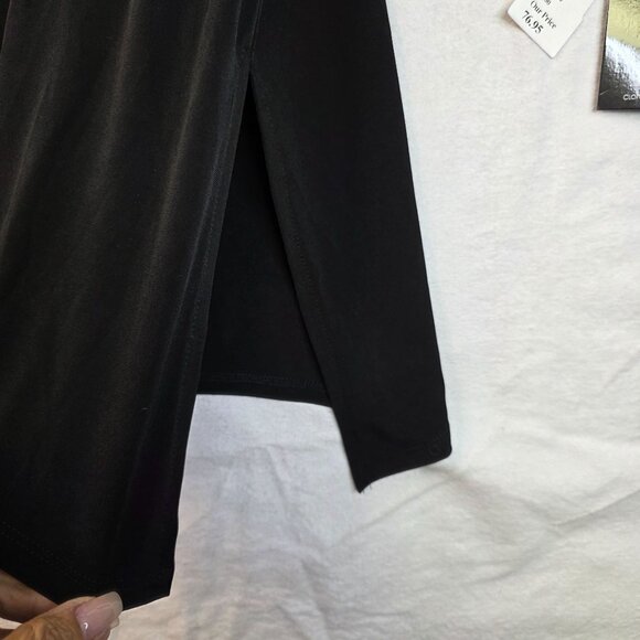 Clara Sunwoo Tunic Large V Neck Black Mesh Ruched Sleeves Chic Fall Top - Picture 6 of 8